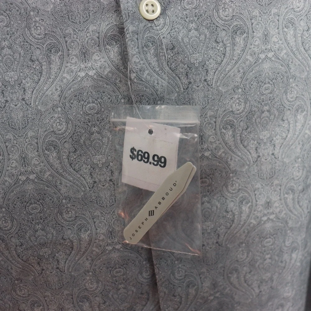 Joseph Men's Gray Paisley Button Down Shirt - Picture 6 of 8
